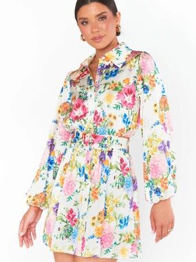 Show Me Your Mumu Carrie Collared Dress in Ivory Botanical Floral